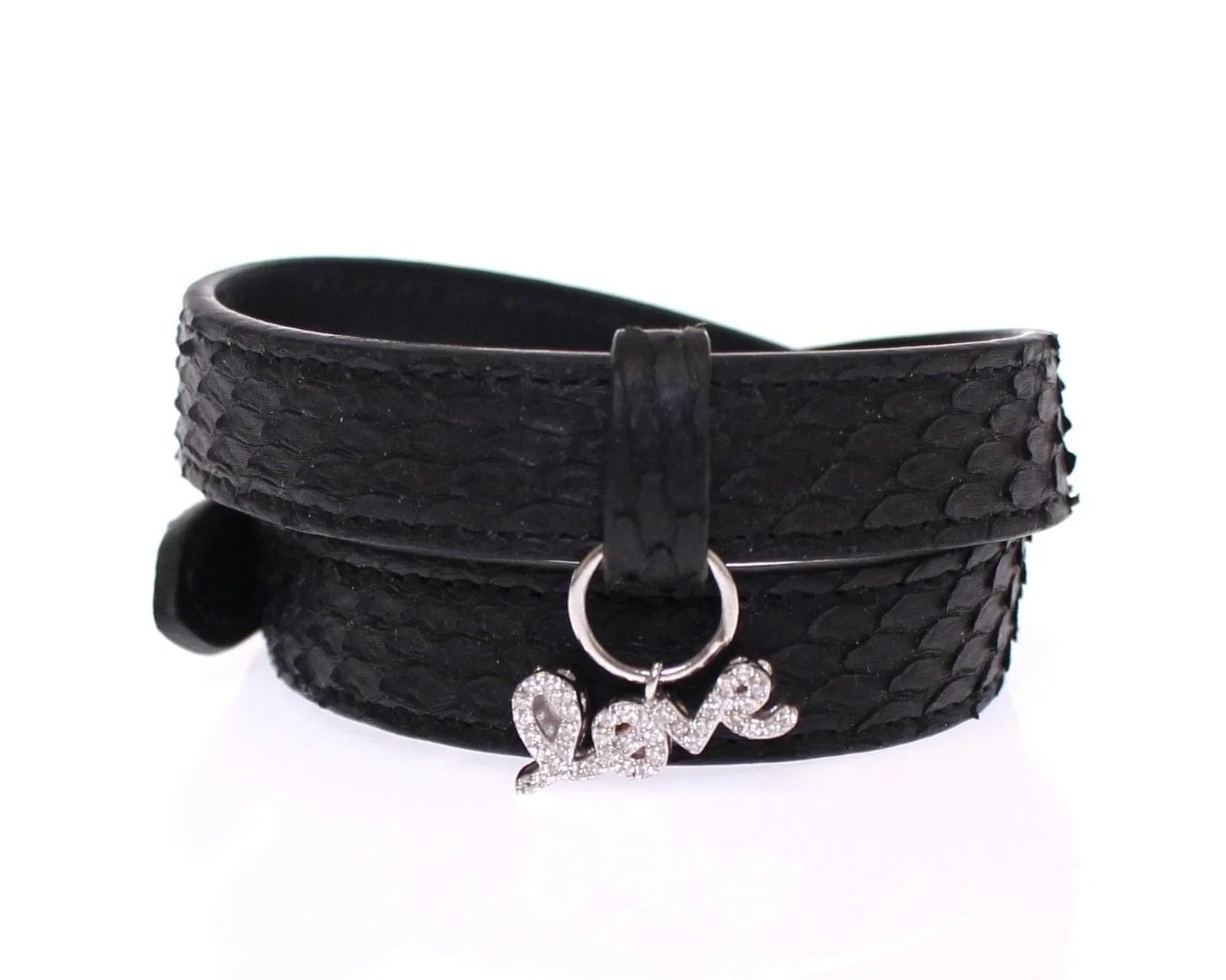 Nialaya Bracelets M Nialaya Exquisite Black Snakeskin Silver Bracelet