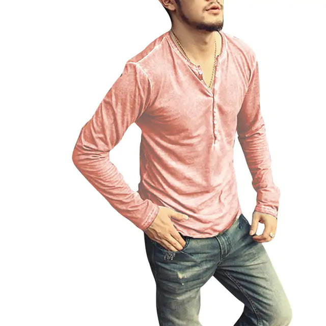 Men's V-Neck Long Sleeve Shirt