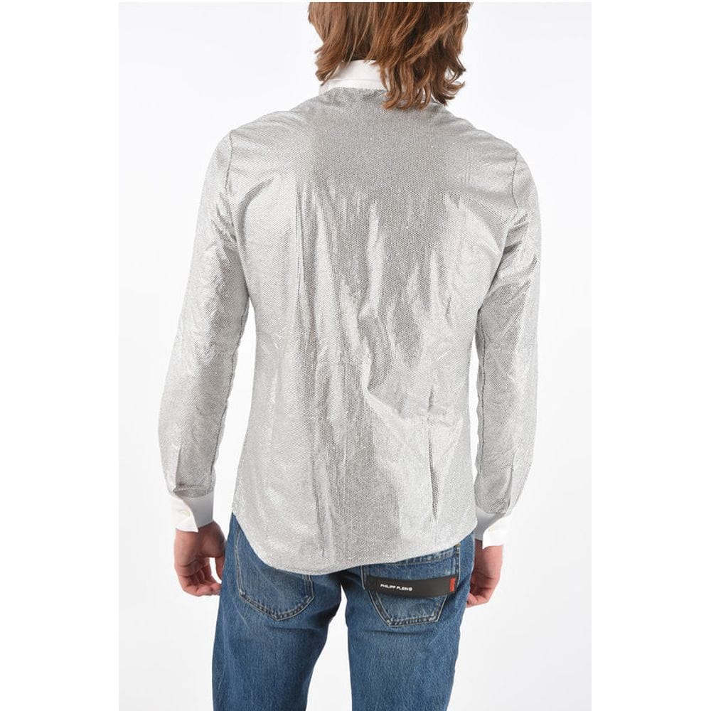Philipp Plein S Philipp Plein DIAMOND CUT Jewel Shirt with Spread Collar