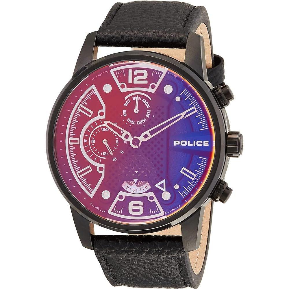 Police Watches Police Black Leather Watch