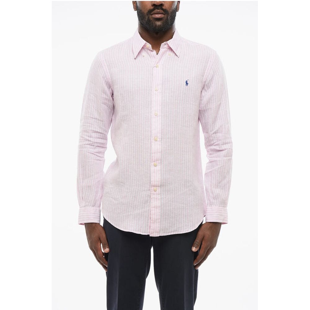 Polo Ralph Lauren M Polo Ralph Lauren Linen Slim Fit Shirt with Awning Stripe Motif