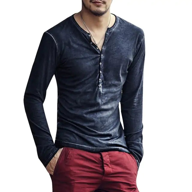 Men's V-Neck Long Sleeve Shirt