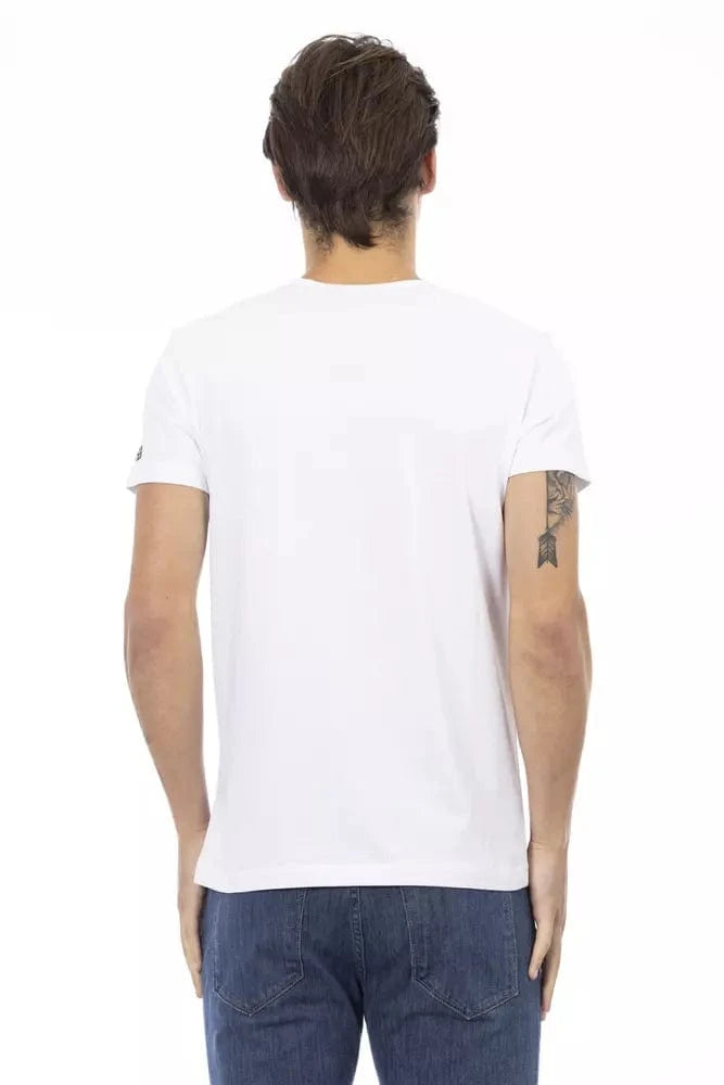 Trussardi Action Trussardi Action Elegant V-Neck Designer Tee with Chic Front Print