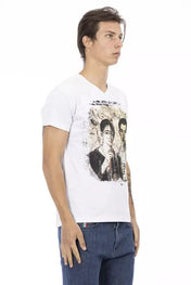 Trussardi Action Trussardi Action Elegant V-Neck Designer Tee with Chic Front Print