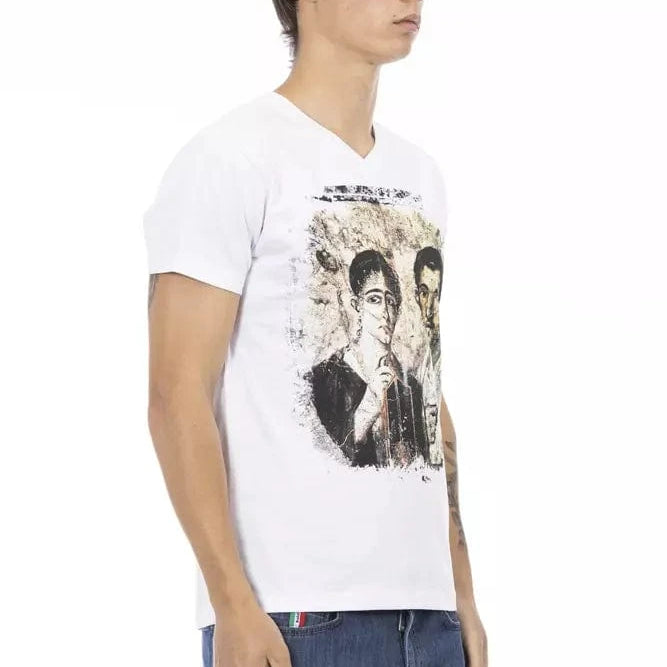 Trussardi Action Trussardi Action Elegant V-Neck Designer Tee with Chic Front Print