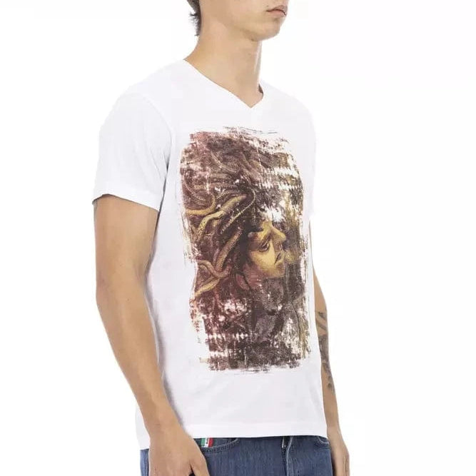 Trussardi Action M Trussardi Action Elegant V-Neck Tee with Chic Front Print