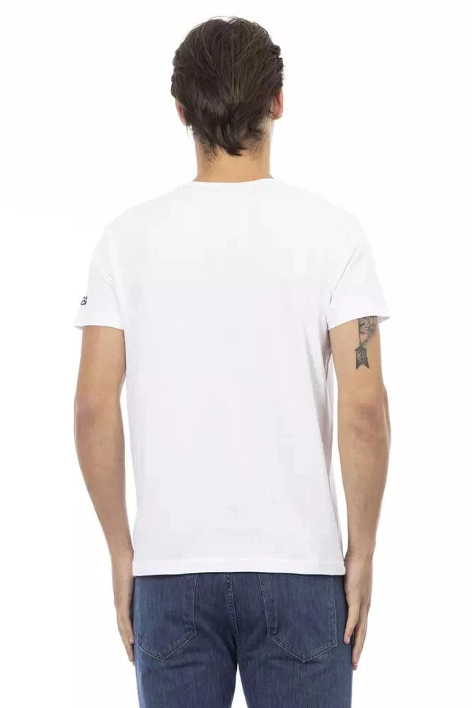 Trussardi Action M Trussardi Action Elegant V-Neck Tee with Chic Front Print