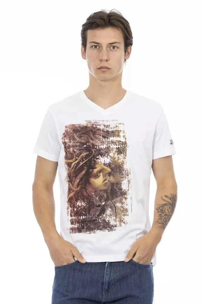 Trussardi Action M Trussardi Action Elegant V-Neck Tee with Chic Front Print