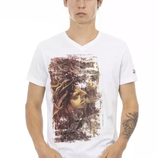 Trussardi Action M Trussardi Action Elegant V-Neck Tee with Chic Front Print