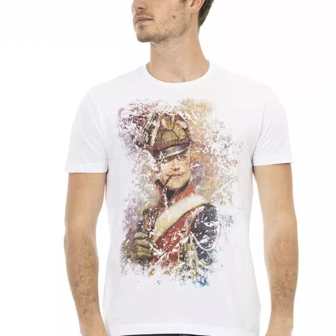 Trussardi Action M Trussardi Action Sleek White Cotton Blend Tee with Graphic Front