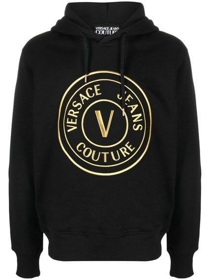 Versace Jeans Sweaters Versace Jeans Chic Black Hooded Sweatshirt