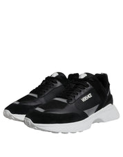 Versace Sneakers Versace Black Canvas Quad Fabric Medusa Low Top Sneaker Shoes