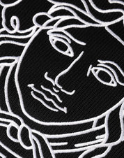 Versace Sweaters Versace Black Medusa Embroidery Crew Neck Pullover Sweater