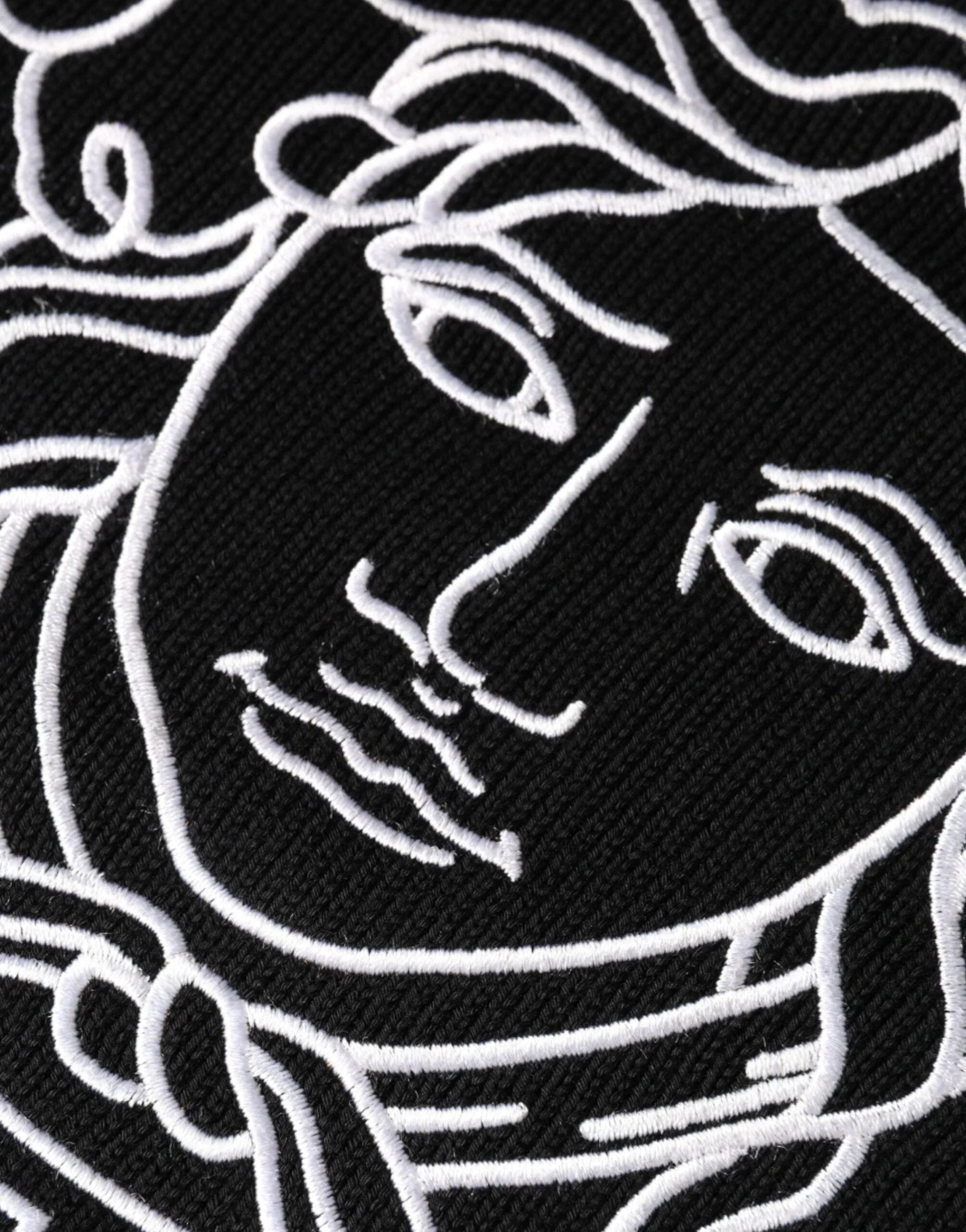 Versace Sweaters Versace Black Medusa Embroidery Crew Neck Pullover Sweater