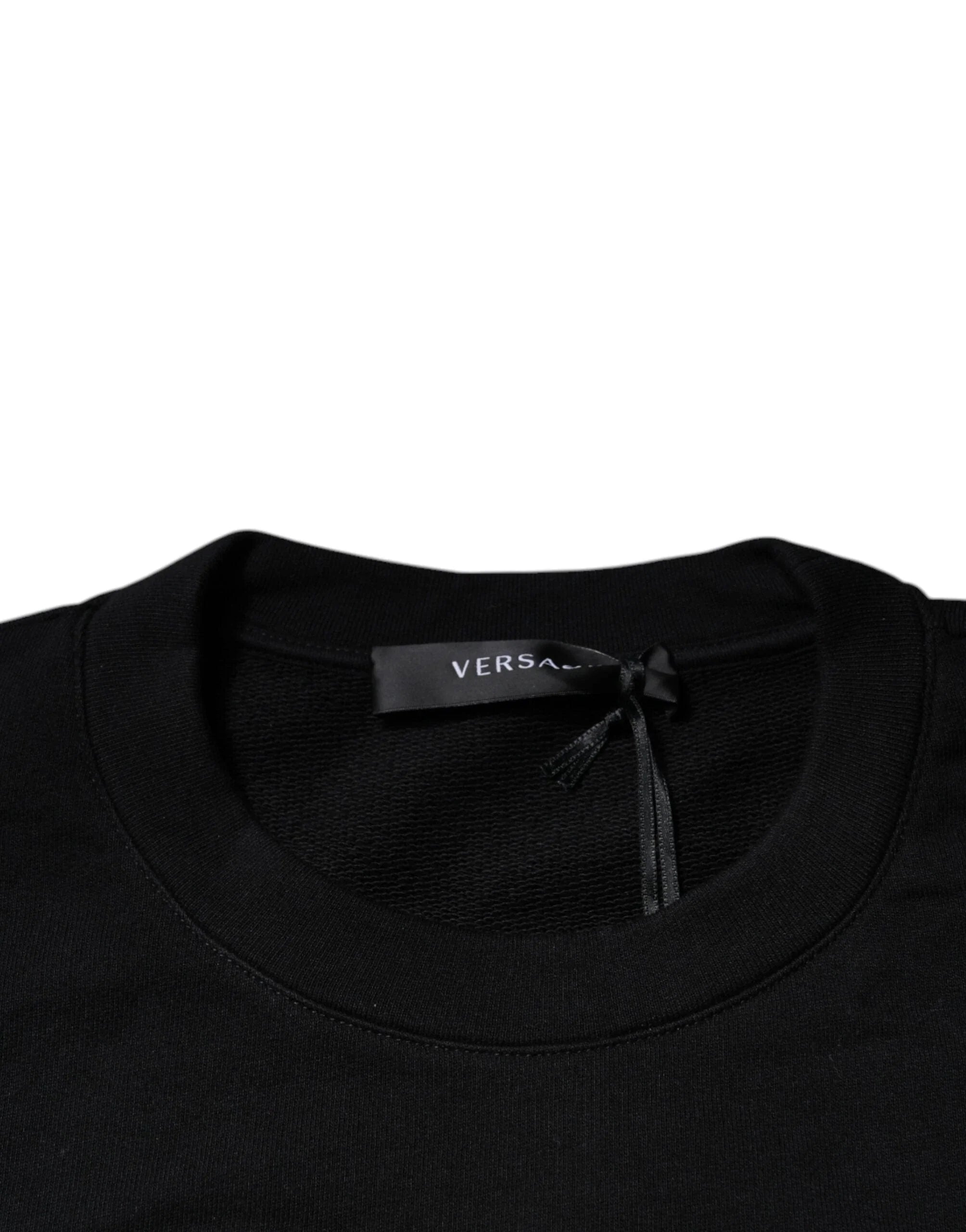 Versace Sweaters Versace Black Medusa Embroidery Crew Neck Pullover Sweater