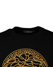 Versace Sweaters Versace Black Medusa Embroidery Crew Neck Pullover Sweater