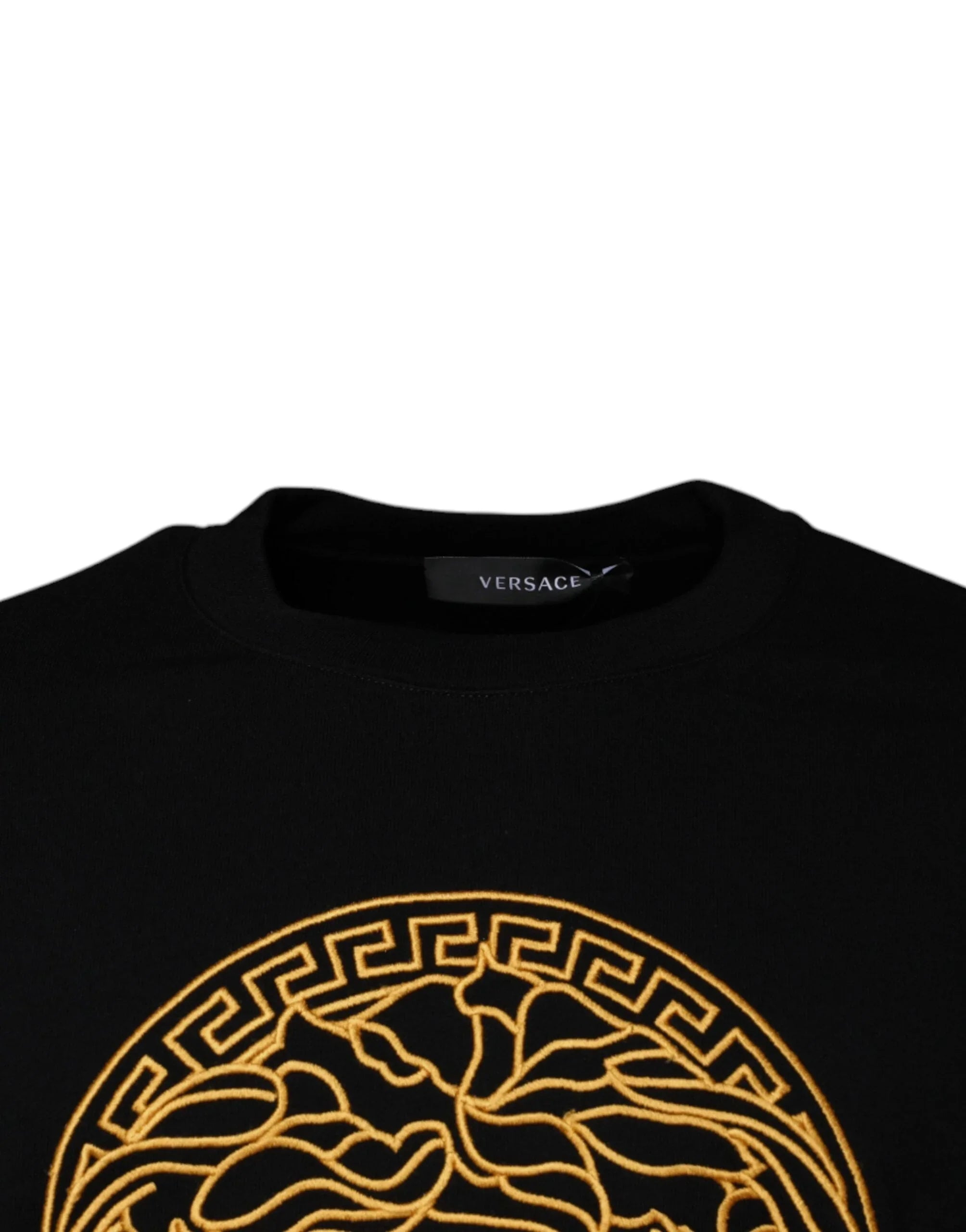 Versace Sweaters Versace Black Medusa Embroidery Crew Neck Pullover Sweater