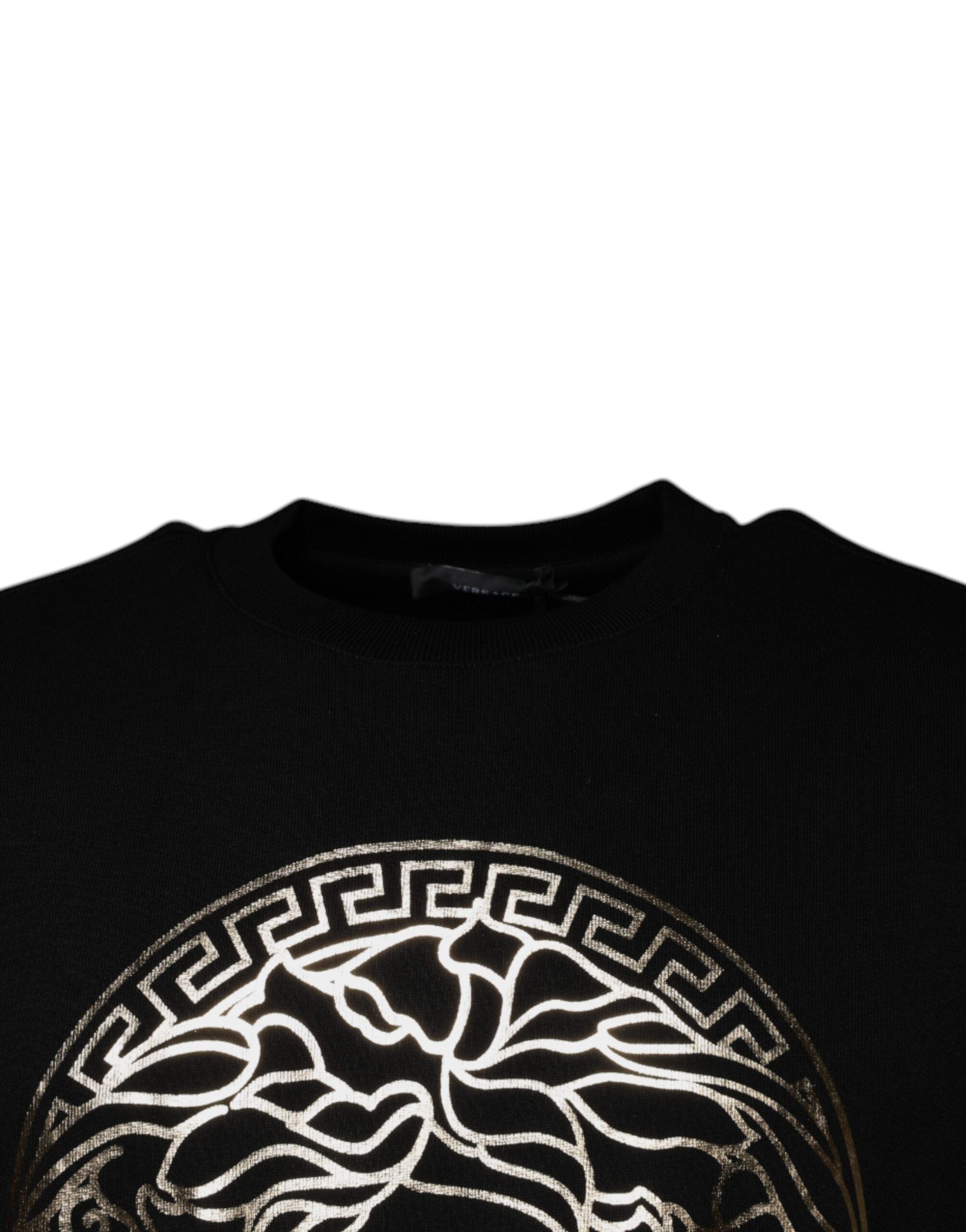 Versace Sweaters IT50 | L Versace Black Medusa Fleece Men Crew Neck Sweatshirt Sweater