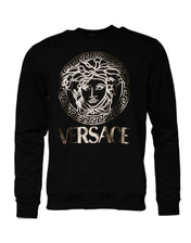 Versace Sweaters IT50 | L Versace Black Medusa Fleece Men Crew Neck Sweatshirt Sweater