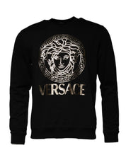 Versace Sweaters IT50 | L Versace Black Medusa Fleece Men Crew Neck Sweatshirt Sweater