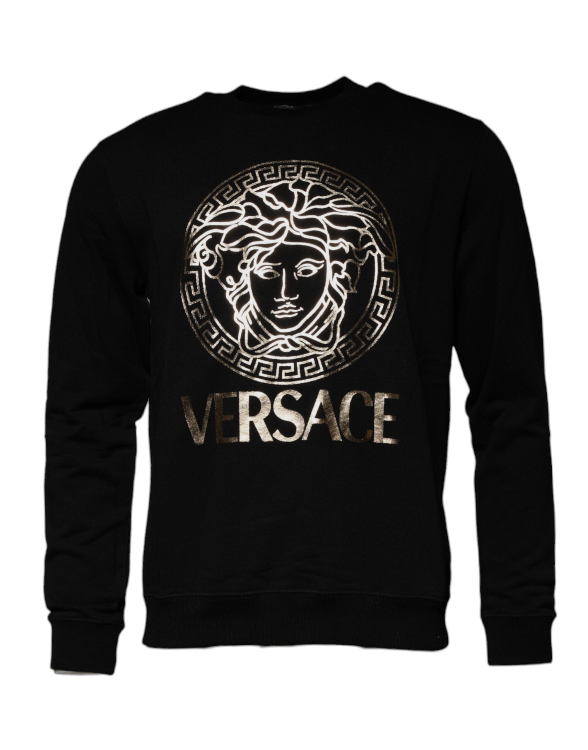 Versace Sweaters IT50 | L Versace Black Medusa Fleece Men Crew Neck Sweatshirt Sweater