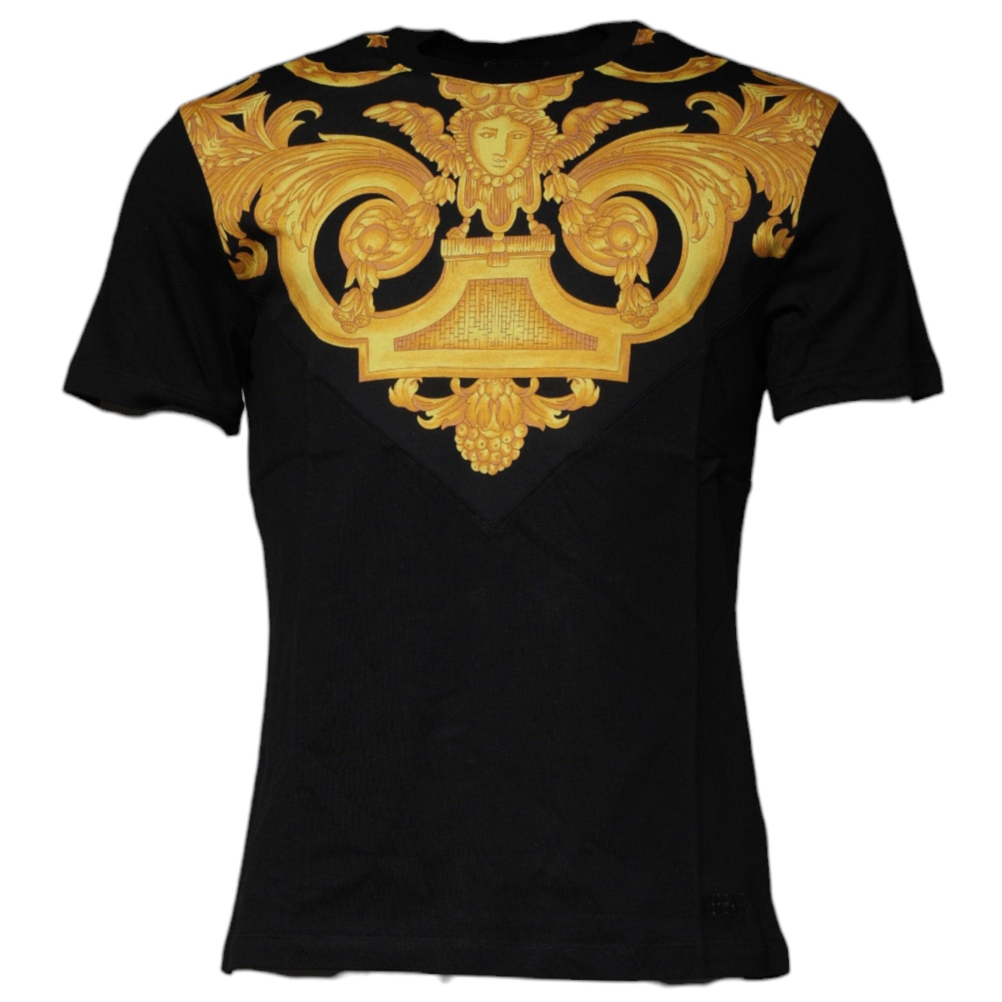 Versace T-Shirts Versace Black Medusa Print Cotton Crew Neck T-shirt