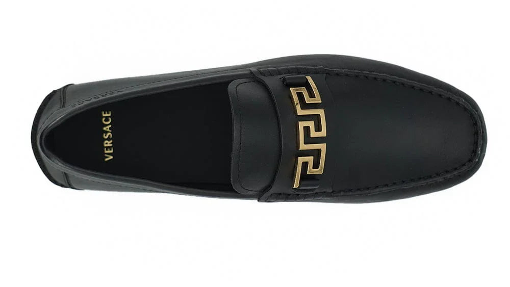 Versace Loafers EU39/US6 Versace Elegant Black Calf Leather Men's Loafers