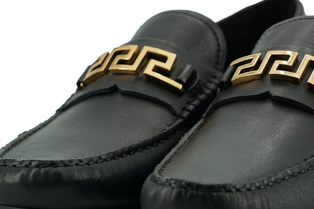 Versace Loafers EU39/US6 Versace Elegant Black Calf Leather Men's Loafers