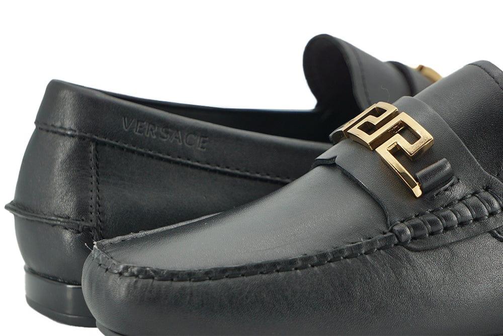 Versace Loafers EU39/US6 Versace Elegant Black Calf Leather Men's Loafers