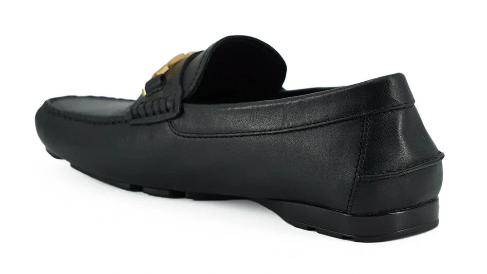 Versace Loafers EU39/US6 Versace Elegant Black Calf Leather Men's Loafers