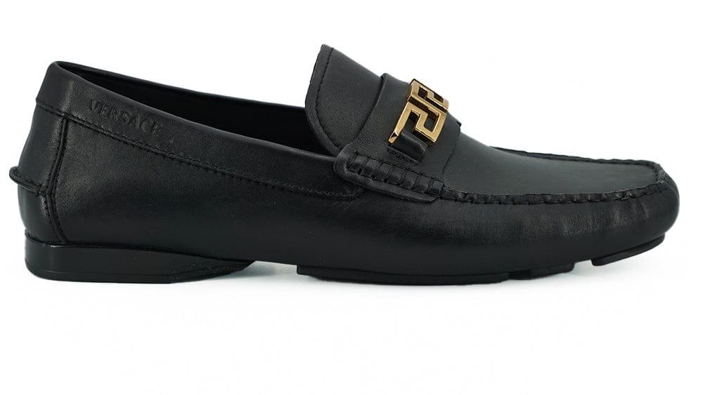 Versace Loafers EU39/US6 Versace Elegant Black Calf Leather Men's Loafers