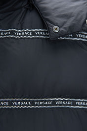 Versace Formal Vests IT48 | M / Black Versace Elegant Black Logo Band Vest with Detachable Hood