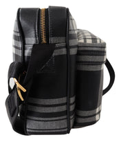 Versace Cross Body Bags Versace Elegant Grey Leather Crossbody Bag