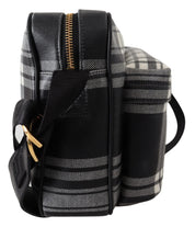 Versace Cross Body Bags Versace Elegant Grey Leather Crossbody Bag
