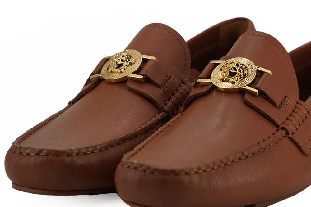 Versace Loafers Versace Elegant Medusa-Embossed Leather Loafers