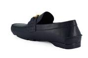Versace Loafers Versace Elegant Navy Blue Calf Leather Loafers