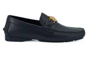 Versace Loafers Versace Elegant Navy Blue Calf Leather Loafers