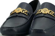 Versace Loafers Versace Elegant Navy Blue Calf Leather Loafers