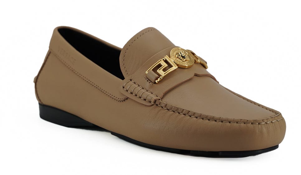 Versace Loafers Versace Exquisite Medusa Gold-Tone Leather Loafers
