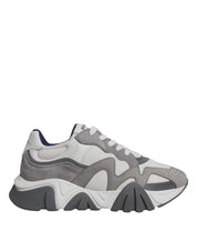 Versace Sneakers Versace Grey Leather Neoprene Chunky Low Top Squalo Sneakers Shoes