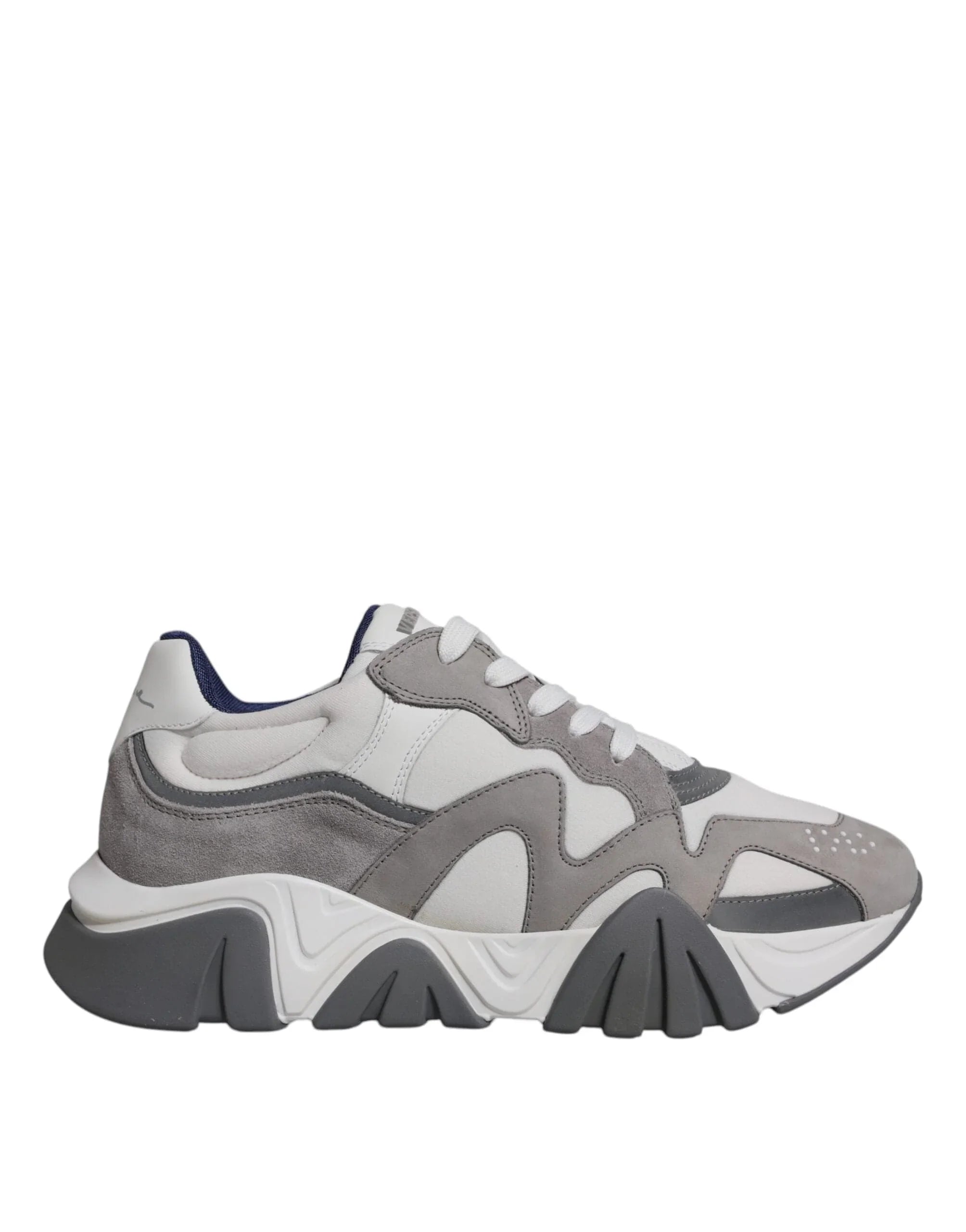 Versace Sneakers Versace Grey Leather Neoprene Chunky Low Top Squalo Sneakers Shoes