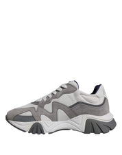 Versace Sneakers Versace Grey Leather Neoprene Chunky Low Top Squalo Sneakers Shoes