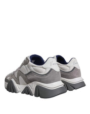Versace Sneakers Versace Grey Leather Neoprene Chunky Low Top Squalo Sneakers Shoes