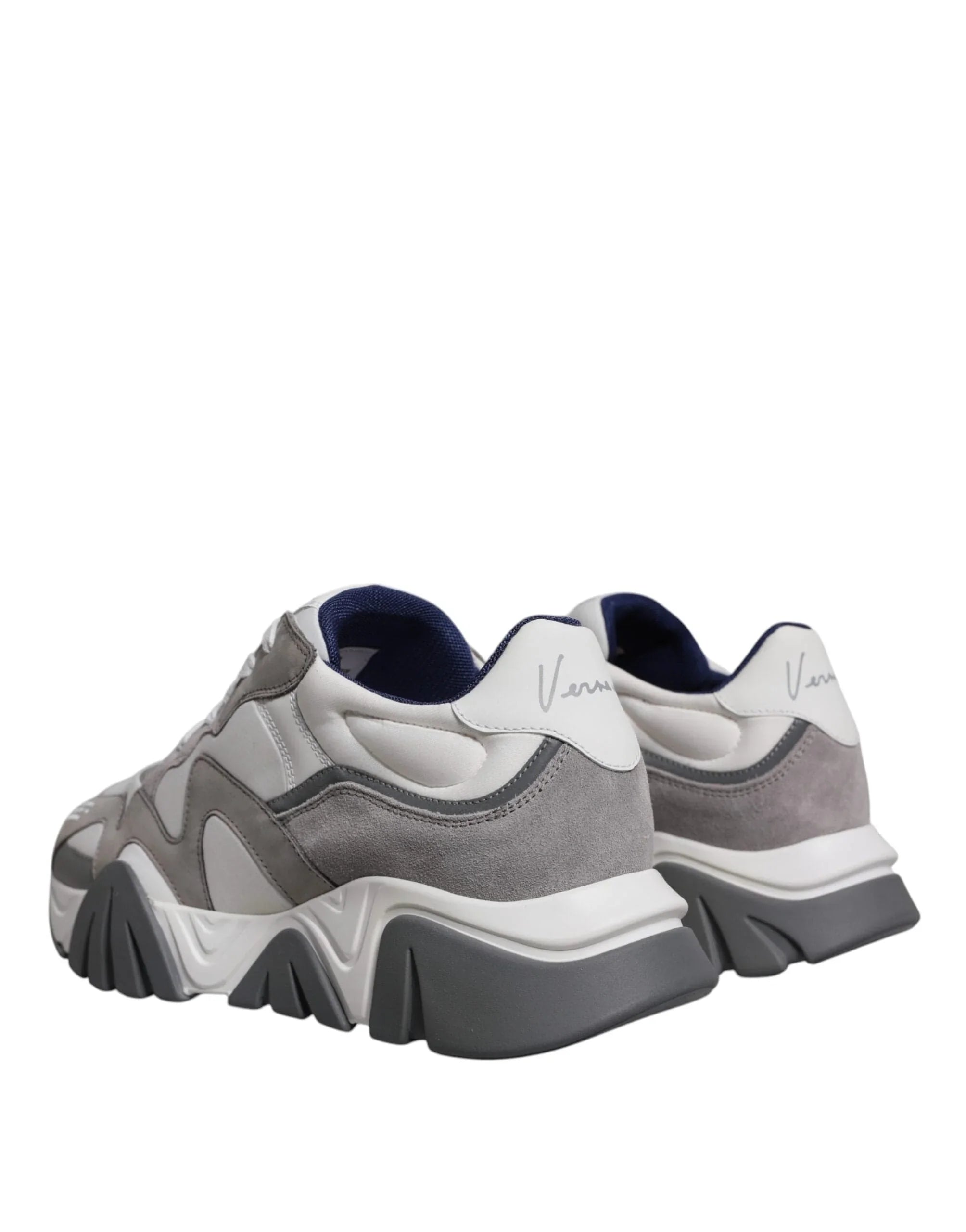 Versace Sneakers Versace Grey Leather Neoprene Chunky Low Top Squalo Sneakers Shoes