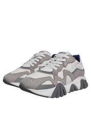 Versace Sneakers Versace Grey Leather Neoprene Chunky Low Top Squalo Sneakers Shoes