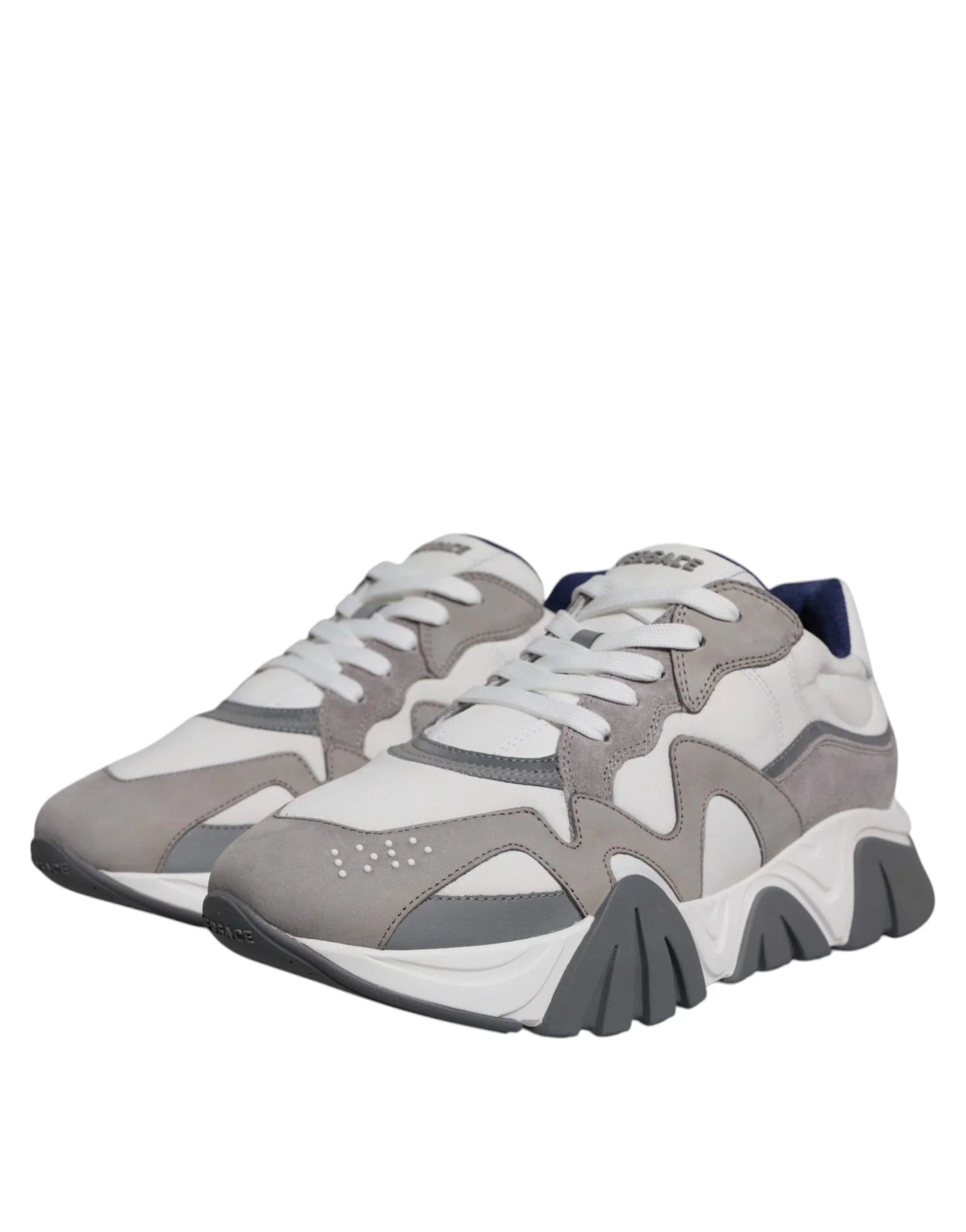 Versace Sneakers Versace Grey Leather Neoprene Chunky Low Top Squalo Sneakers Shoes