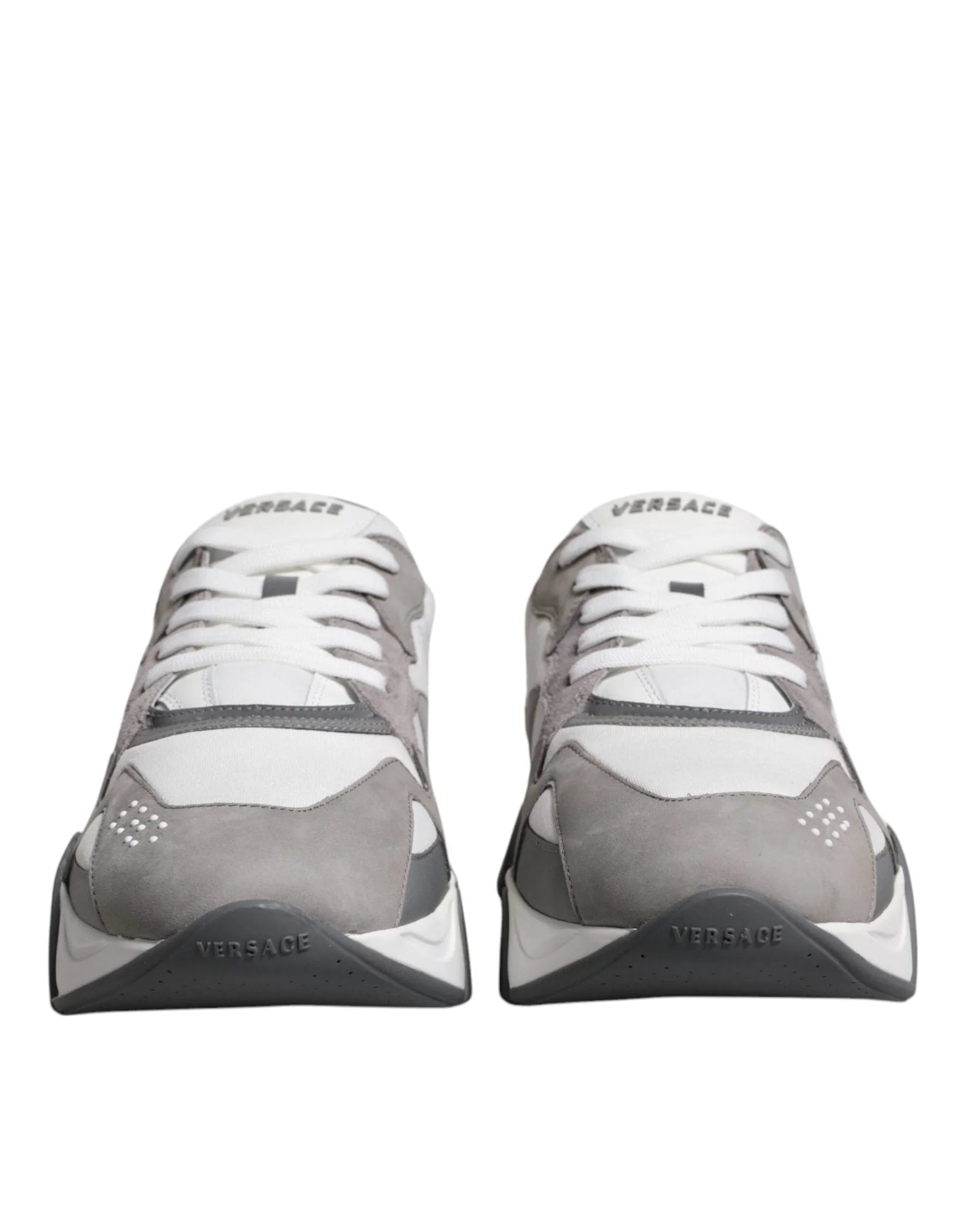 Versace Sneakers Versace Grey Leather Neoprene Chunky Low Top Squalo Sneakers Shoes