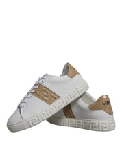 Versace Sneakers Versace White Brown Greca Print TPU Low Top Men Sneakers Shoes