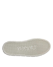 Versace Sneakers Versace White Brown Greca Print TPU Low Top Men Sneakers Shoes