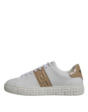 Versace Sneakers Versace White Brown Greca Print TPU Low Top Men Sneakers Shoes